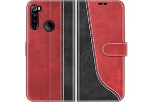 Mulbess Funda para Xiaomi Redmi Note 8 2019/202, Funda Piel Case Cover, Cierre Magnético, Soporte Plegable, Ranura para Tarjeta, Elegante Vino Rojo