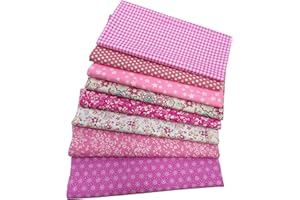 Jukway 8 Stück Baumwollstoff Meterware 50 x 50 cm Stoffpaket Baumwolle Stoffreste DIY Patchwork Baumwolltuch mit vielfältigen Mustern Stoffe zum Nähen Quilten Dekoration Handwerken (Rosa)