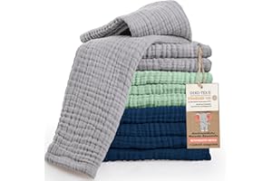 LAYNENBURG 10-częściowy zestaw ściereczek do ślinienia dla niemowląt z bardzo miękkiego muślinu – 100% bawełny – 30 x 50 cm – Oeko Tex 100 – muślinowe ściereczki do muślinu, pieluchy z muślinu lub