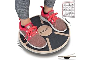 POWRX Balance Board: Tavoletta Propriocettiva in Legno per Esercizi di Fisioterapia e Riabilitazione con Superficie Antiscivolo