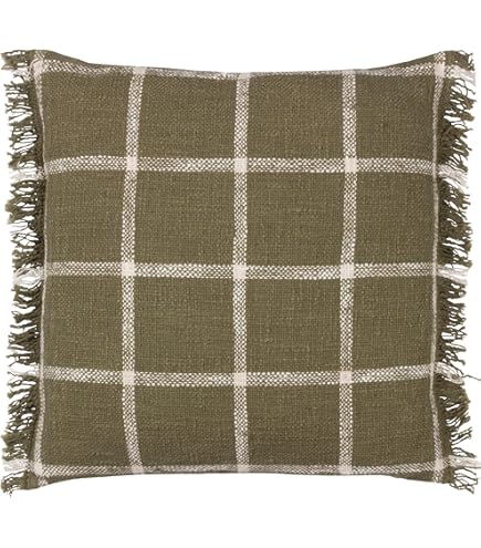 Cuscini da montagna lino stonewashed muschio con ricamo pini