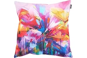 Bean Bag Bazaar Outdoor Cushions Filled, Floral Collection, Oil Paint Pink, 43cm x 43cm, Water Resistant, Pink Outdoor Cushions for Garden Furniture, Garden, Patio