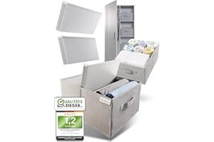 WOHNHELD® Schrank & Schubladen Organizer [+10 Bewegliche Trennwände] 40x30x20 cm (LxBxH) I 2 Stück I Grau I Kleidung Jeans I 