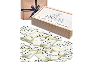 Jaques of London Dominoes - Club Double Nine Dominoes Set in Wooden Lid Slide D9 Box…