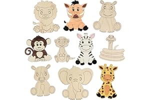 ZUKLA® Holztiere zum Bemalen - Montessori Holz Basteln Kinder ab 3 Jahren für Mädchen & Junge - Holz Tiere Figuren zum Bemalen Kinder - Holz zum Basteln - Kindergeburtstag Geschenk - 10-Teile Afrika