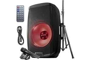 Gemini Sound AS-2115BT-LT-PK LED de luz LED Mostrar Bluetooth 15 pulgada Woofer 2000W Watts Active PA System DJ Bluetooth Altavoces con soporte de altavoz, Micrófono /Tarjeta SD USB, Entradas XLR
