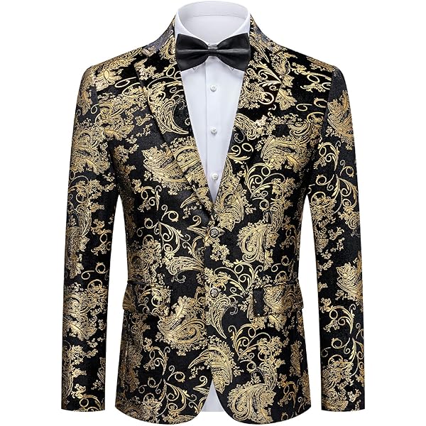 CARFFIV Heren pailletten fluwelen podiumfeest prom bruiloft diner symmetrie pak jas Blaze, Goud, S