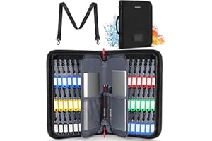 PEKREWS Schlüssel-Organizer, feuerfeste und wasserdichte Schlüsseltasche mit 54 Schlüsselanhängern, tragbare Schlüssel-Aufbewahrungsbox mit Reißverschluss für Immobilienverkäufe, Hotels, Büro