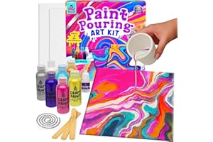PURPLE LADYBUG Paint Pouring Art Kit for Girls & Boys (Stellar Swizzle) - Arts and Crafts for Kids Age 6-12 - BPA Free - Includes Canvas Boards, 7 Paints & Tools, Creative Birthday Presents for Ages 6 7 8 9 10