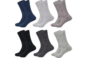 Justay Comf 6 par zimowych skarpet z merynosów, męskie, ciepłe, grube skarpety wełniane, skarpety z dzianiny, skarpety termiczne, oddychające skarpety EU 38-45