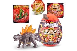 ZURU SMASHERS Smashers Mini Light Up Surprise Egg Series 4 – mini jajko stegozaura z niespodziankami! Rozpakuj, buduj i walcz z świecącymi dinozaurami (stegozaur) firmy ZURU