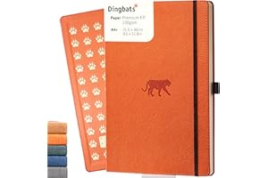 ‎DINGBATS* NOTEBOOKS Dingbats* - Tierwelt Notizbuch A4 Kariert - Hardcover PU Leder Journal für Arbeit, Reisen - Tasche, Elastischer Verschluss, Stifthalter, Lesezeichen