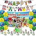 HJHLYYANM La Granja De Zenon Birthday Party Decoration Zenon Farm Party Supplies Include HAPPY BIRTHDAY Banner Balloons Cake Topper Cupcake Toppers Background Farm Party Decoration