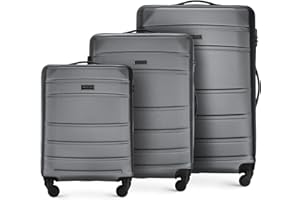WITTCHEN Maleta de Viaje Equipaje de Mano Maleta de Cabina Maleta de ABS con 4 Ruedas giratorias Cerradura de combinación Asa telescópica Globe Line Set 3 Maletas Gris