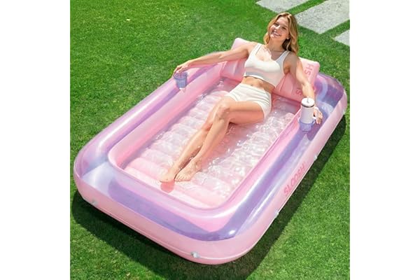 Sloosh Matelas Gonflable 178 x 116 cm pour Piscine, Bain de Soleil pour Adultes, Flotteur de Piscine, Matelas Gonflable pour Adultes, divertissements d'été, fête Aquatique (Fleur Violette)