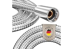 PRISMA Brauseschlauch 2m Edelstahl mit doppeltem Verdrehschutz. Duschschlauch MADE IN GERMANY - Extrem flexibel, verdrehsicher, mit Knickschutz. Duschschlauch mit Drehwirbel