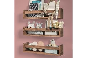 NATURE SUPPLIES Bücherregal Kinder, 3er-Set, Regal Kinderzimmer, Wandregal Kinderzimmer, ideal für Bücher und Bilder, Montessori Regal | Dunkelbraun