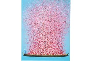 Kare Design Bild Touched Flower Boat Blau/Pink, Gemälde, Pastellfarben, Asia-Stil, buntes Wandbild, Canvas-Leinwand, Massivholz Rahmen, handgemalte Details mit Acrylfarbe, Abstrakt, 100x80x4 cm