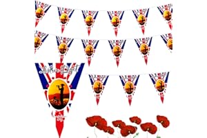 Abitoncc Lest We Forget Flag Bunting 7m Remembrance Day Flag Poppy Day Decorations Remembrance Sunday Poppy Flag Lest We Forget War Heroes Soldiers Remembrance Flag for Outdoor Garden