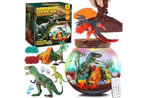 RONSTONE Giocattoli con Dinosauri per Bambino - Kit per Terrari e Regali di Compleanno per Bambini di 4 5 6 7 8-12 Anni - DIY Kit vulcano Dino & Artigianato Scientifico per Bambino Bambina
