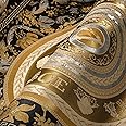 Versace Wallpaper Floral 387055 Wallpaper Gold Black Silver Designer Tendrils Circles 10.05 x 0.70 m Made in Germany