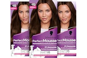 Schwarzkopf Perfect Mousse Permanente Schaumcoloration 465/4-65 Schokobraun (3 x 93 ml), Haarfarbe mit perfekter Grauabdeckung, Coloration für intensive Pflege & strahlenden Glanz