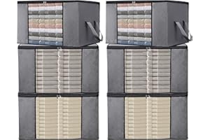 ALPOONS® - 60L 6 Piece 150GSM Breathable Non-Woven Fabric Extra Thick Storage Bag for Clothes Storage Storage Bag for Duvets Keeps Clothes Organized