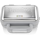 Breville DuraCeramic Waffle Maker | Non-Stick and Easy Clean Waffle Iron with Deep-Fill Removable Plates | White and Stainles