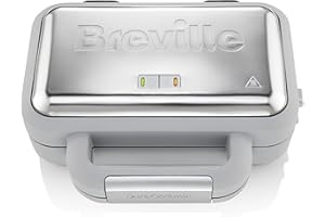 Breville DuraCeramic Waffle Maker | Non-Stick and Easy Clean Waffle Iron with Deep-Fill Removable Plates | White and Stainless Steel [VST072]