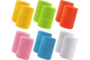 GLAITC Polsino Sportivo 12 Pezzi Sport Sweatband Polsino Polsino da Polso in Cotone Atletico Elastico Braccialetto Colorato Polsino di Sport per Palestra Corsa Sport Tennis Esercizio Basket
