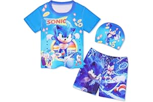 PITEVOTUR Boys Swimming Costume Toddler Kids Two Piece Swim Trunks Shirt Bathing Suit Swim Set Swimsuit 3-10 Years