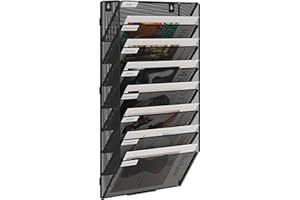 ‎EASYPAG EasyPAG 8 Fächer Zusammensetzen Metall A4 Zeitschriftenhalter Wand Zeitschriften Wandhalter Aktenablage Dokumentenhalter Hängend Magazin Organizer Flyerhalter Prospektspender,Schwarz