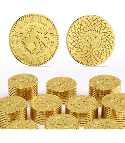Byhoo Lot de 100 pièces dorées pour collectionneurs, Dragon Yue DND pièces en métal avec pochette