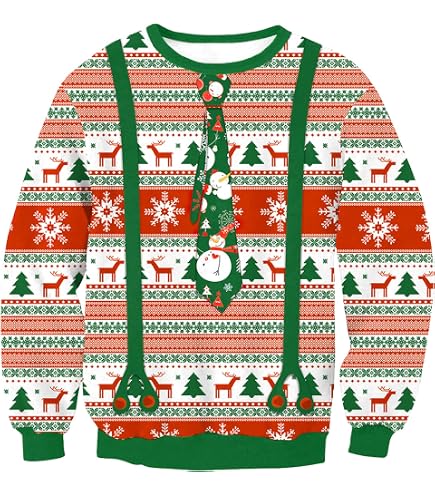 Weihnachtspullover Herren Mit Rentier-Druck – Lustig, Gemütlich, Mit 1/4 Reißverschluss