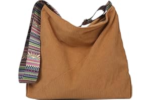 Makukke Bolso bandolera para mujer, bolso de pana grande, bolso de la compra, bolso cruzado, informal, para escuela, oficina, trabajo, viajes, excursiones, compras