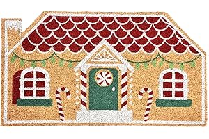 Comart - Zerbino Christmas - 40x70 cm - in Cocco - Sagomato con Disegni Natalizi – Tappeto per Ingresso Esterno o Interno - Antiscivolo - Decorazione per le Feste - Regalo per la Casa – Casetta Natale