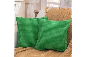TOCOMOA 2-częściowy zestaw miękkich, sztruksowych poszewek na poduszki, 40 x 40 cm, zielone, dekoracyjne, na sofę, do salonu, sypialni