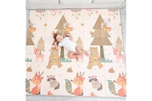 SUPERBE BEBE Mata do zabawy dla dzieci dla niemowląt 180x200x1,5cm Dwustronna składana gruba pianka XXL mata podłogowa - mata do raczkowania dla niemowląt - mata motoryczna promująca rozwój sensoryczny prezent dla