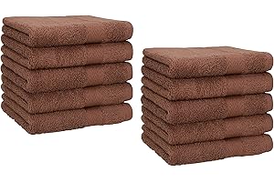 Betz Lot de 10 Serviettes débarbouillettes lavettes Taille 30x30 cm en 100% Coton Premium (Brun)