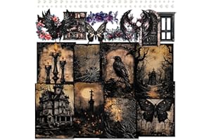 MAYPLOUS Papier de scrapbooking gothique Dark Academia Sticker Kit de fournitures de journal vintage Junk Art mural gothique Impressions d'art de collage rétro de papillon mystique noir (Damon)