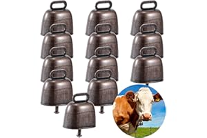 HEVEER Campana di Rame per Pascolo di Pecora 12 Pezzi Anti-Smarrite Campana di Bronzo Forte Campana di Metallo Campanelle in Rame per Bovini Capra Fattoria di Animali Bronzo Rosso