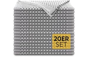 ‎SIDORENKO Loco Bird 20er Set Geschirrtücher aus 100% Baumwolle - 50x70cm grau kariert - Premium Küchenhandtücher - Trockentücher zum Abtrocknen