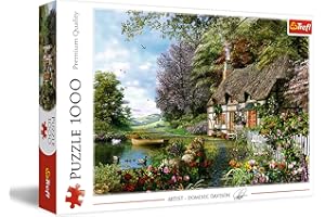 Trefl, Puzzle Uroczy Zakątek, 1000 Elementów, Las, Jezioro, Wiejski Dom, Chatka, Kwiaty, Drzewa, Układanka DIY, Kreatywna Rozrywka, Zabawa, Prezent, Puzzle Klasyczne dla Dorosłych i Dzieci od 12 Lat