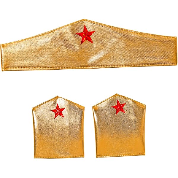 Wonder Woman Tiara & Stulpen Set – Goldener Superhelden-Style Für Erwachsene