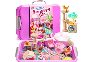 Klever Kits Magic Play Sand for Kids Cute Pet Toys Sandbox with 18 Accessories and Glowing Stones Play Sand Toys for Boys Girls 3 4 5 6 7 8 Year Old Sensory Bin Learning Gifts