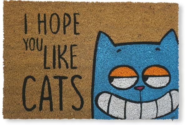 KOKO DOORMATS Paillasson Exterieur Entree Coco | Base PVC Antidérapante | Tapis d’Entrée Absorbant et Durable | Design Original pour Intérieur et Extérieur Abrité | 40x60 cm | I Hope You Like Cats