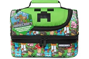 Minecraft Bolsa Termica Porta Alimentos para Niños o Creeper Bolsa Almuerzo Infantil con Botella de Agua para Escuela Viajes Regalo Gamer (Multi)