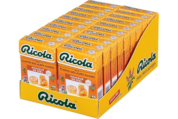 Ricola - Bonbons aux Plantes Suisses - Parfum Miel et Plantes - Sans Sucres - 20 Boîtes de 50g