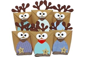 ‎PAPIERDRACHEN Papierdrachen DIY Adventskalender zum Befüllen - Rentiere mit blauen Bäuchen zum selber Basteln - 24 Tüten zum individuellen Gestalten und zum selber Füllen - Weihnachten für Kinder