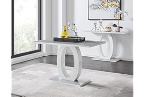 Furniturebox UK - Giovani Modern Stylish Grey/White High Gloss Glass Dining Table and 4 Faux-Leather Modern Lorenzo Dining Chairs Set (Dining Table Only)